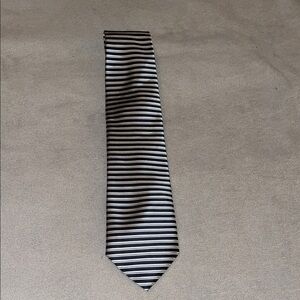 Elegant Blue and Silver Striped Men's Silk Tie